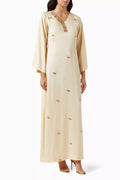 Embellished Kaftan in Crepe Satin