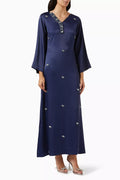 Embellished Kaftan in Crepe Satin