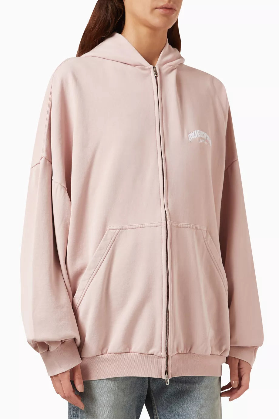 Back Flip Round Zip-Up Oversized Hoodie in Fleece