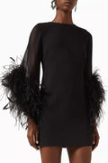 Izola Feather-trimmed Mini Dress in Crepe