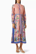 Floral-print Buttoned Maxi Dress in Cotton