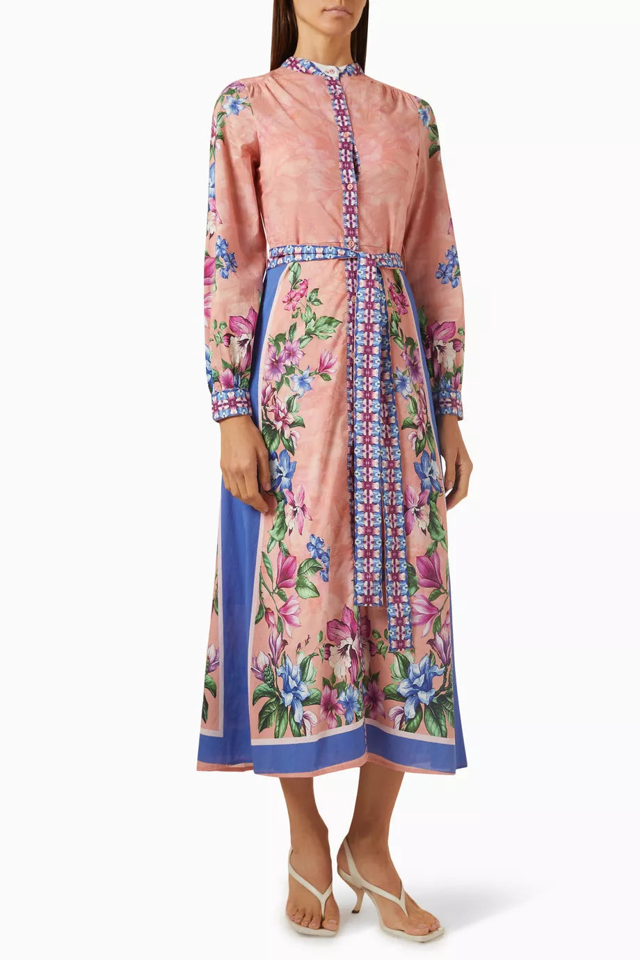 Floral-print Buttoned Maxi Dress in Cotton