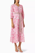 Floral-print V-neck Maxi Dress in Cotton