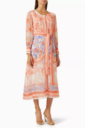 Floral-print Round-neck Maxi Dress in Chiffon