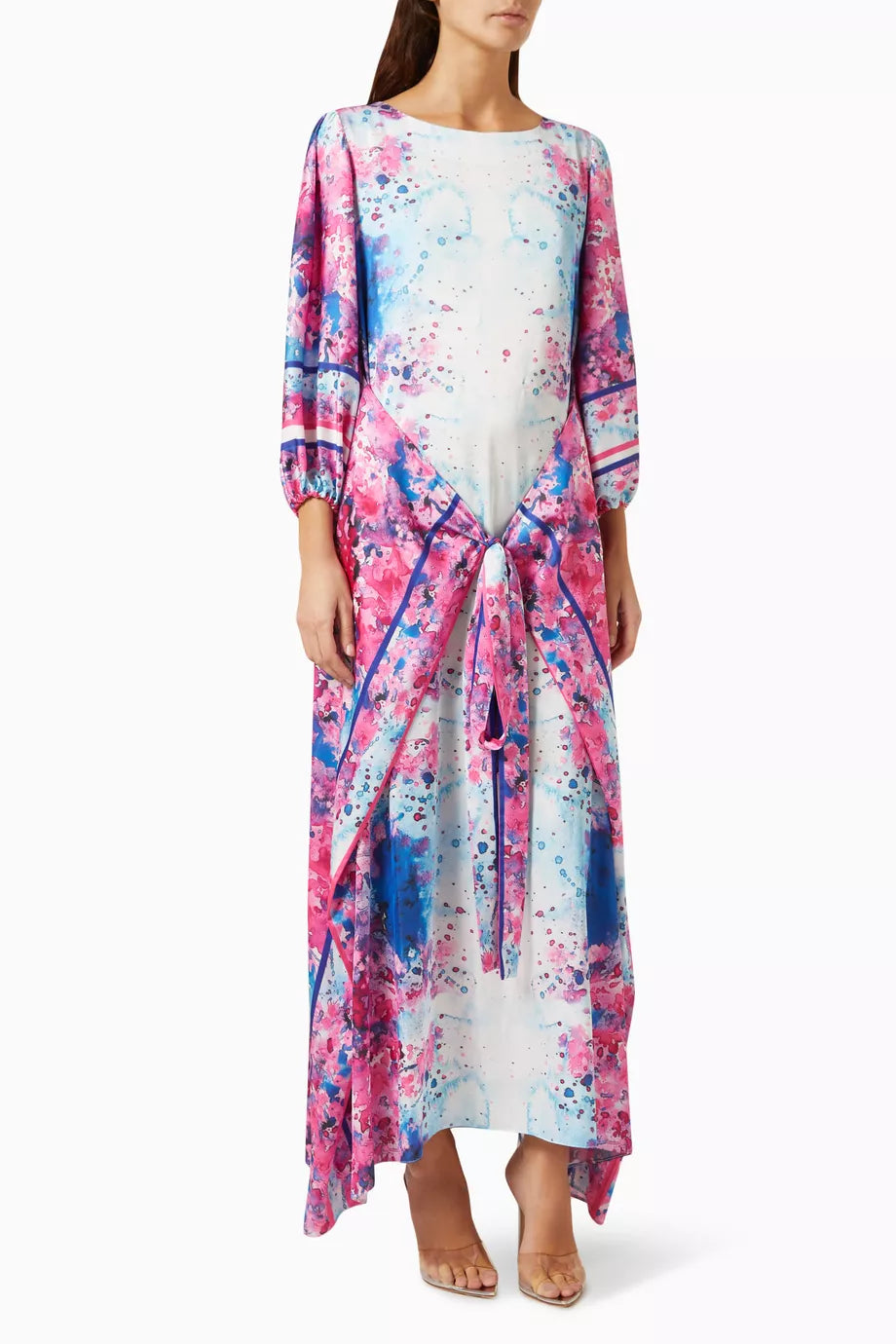 Maxi Dress with Belt in Silk-chiffon