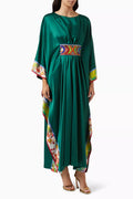 Embroidered Kaftan in Silk-chiffon