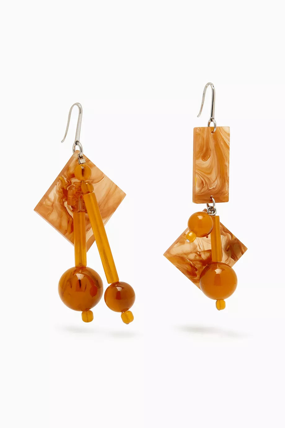 Beaded Tassel Earring in Silver-plated Brass & Resin