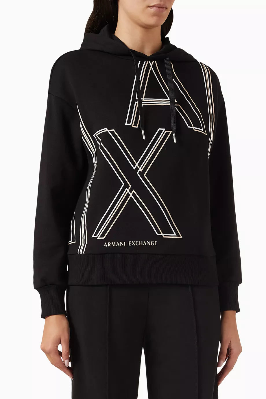 AX Logo Hooded Sweatshirt in Cotton Fleece