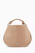Metal AX Logo Hobo Bag in Faux Leather