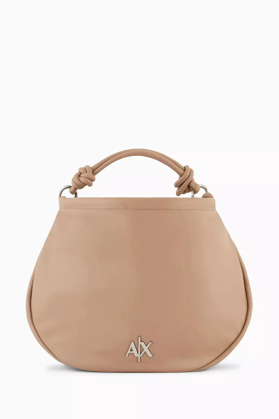 Metal AX Logo Hobo Bag in Faux Leather
