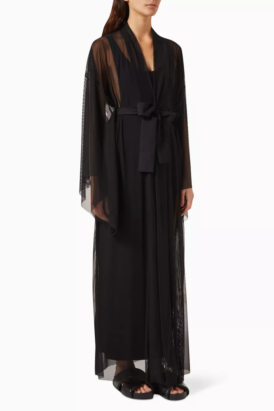 Kimono-sleeve Robe in Mesh