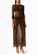 Crewneck Maxi Dress in Mesh