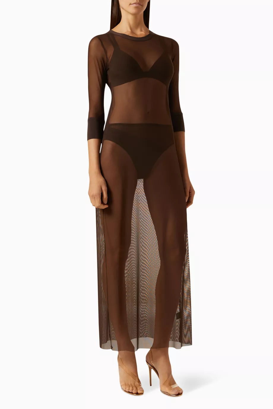 Crewneck Maxi Dress in Mesh