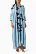Floral-embroidered Kaftan in Silk