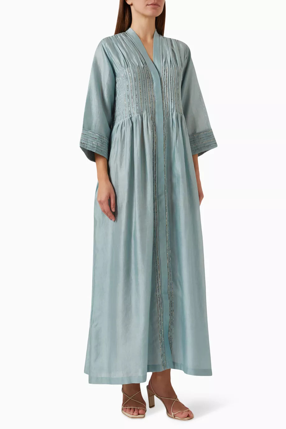 Embroidered Maxi Dress in Silk