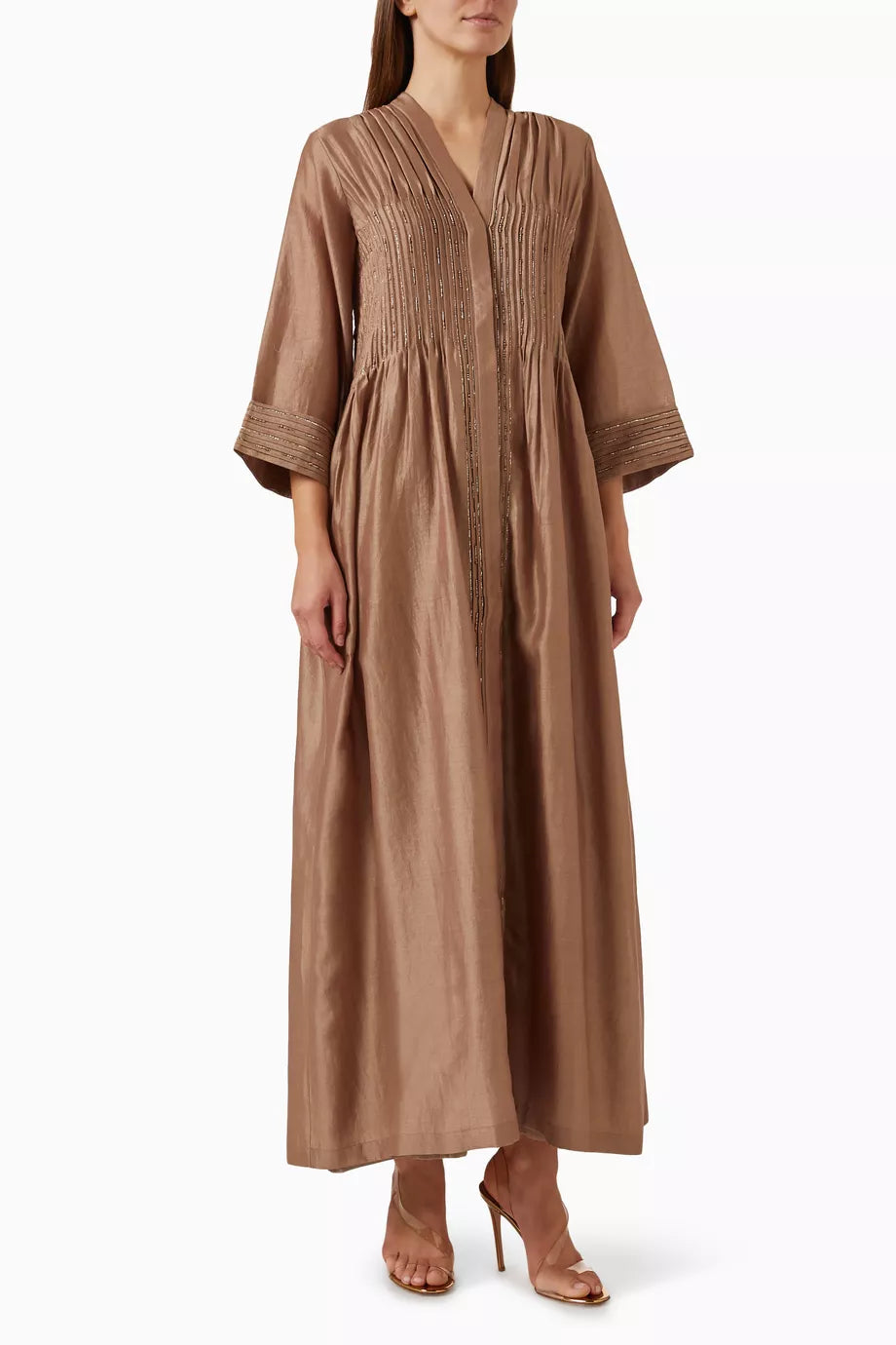 Embroidered Maxi Dress in Silk