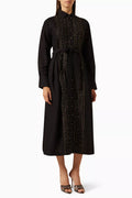 Embroidered Shirt Midi Dress in Linen-blend