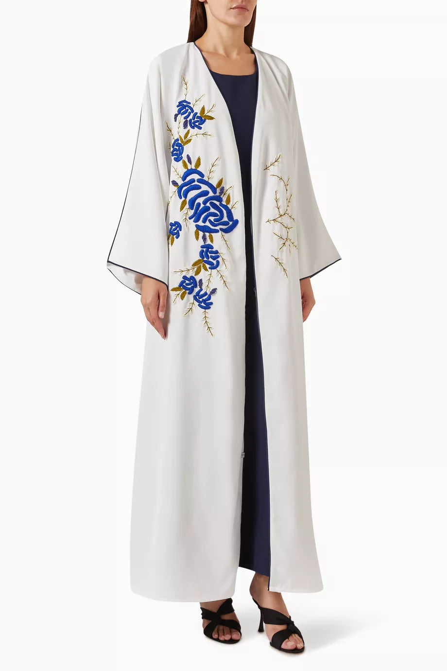 Embroidered Abaya & Dress Set in Crepe