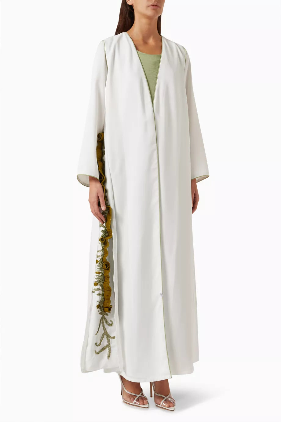 Embroidered Abaya & Dress Set in Crepe