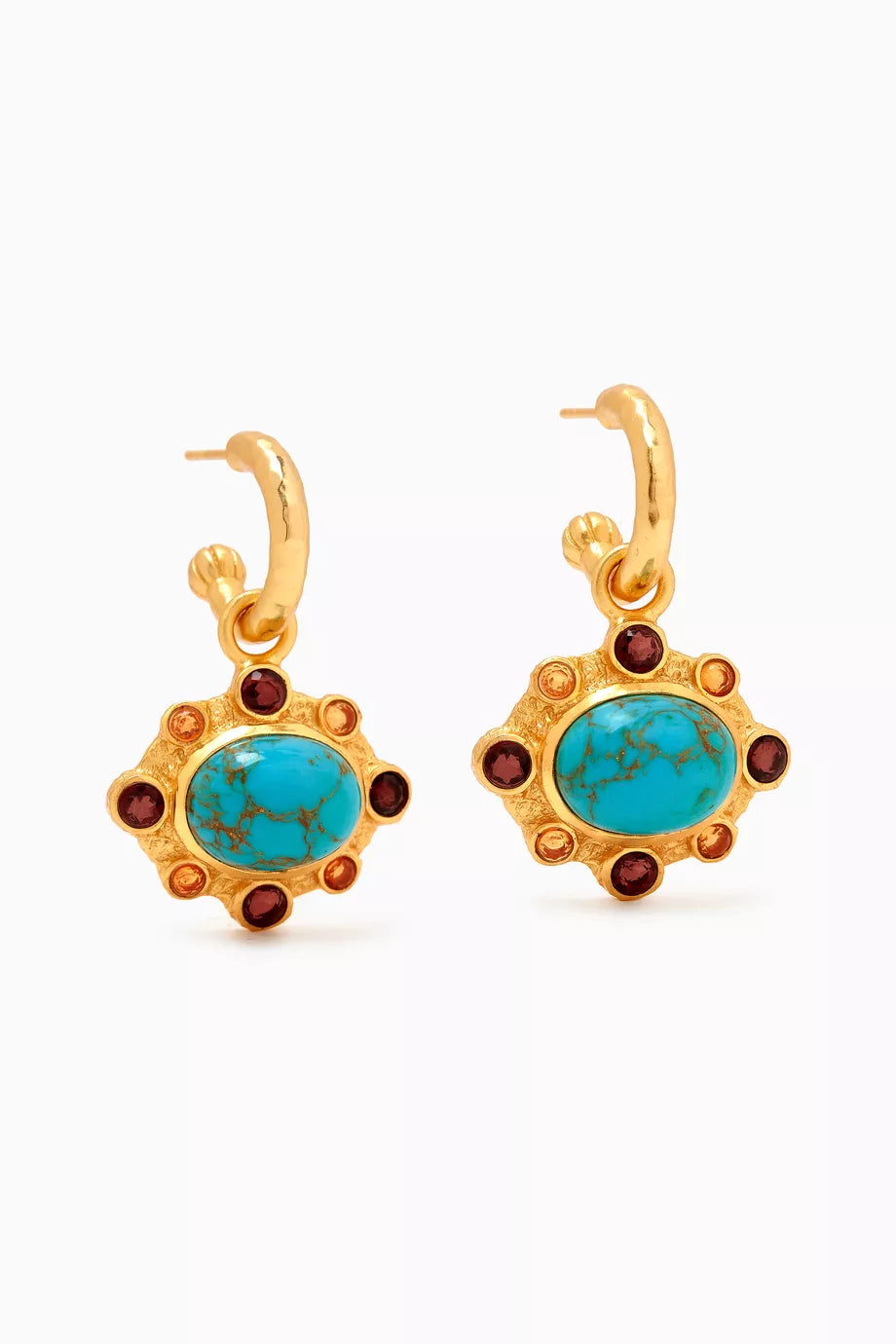 Laia Hoop Drop Earrings in 24kt Gold-plated Brass