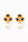 Eva Drop Pearl Earrings in 24kt Gold-plated Brass