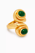 Leela Stone Ring in 24kt Gold-plated Brass