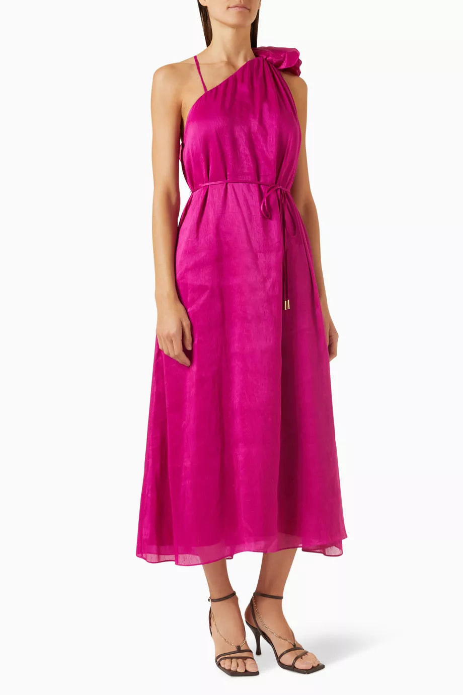 Quintessa Flower Midi Dress in Linen