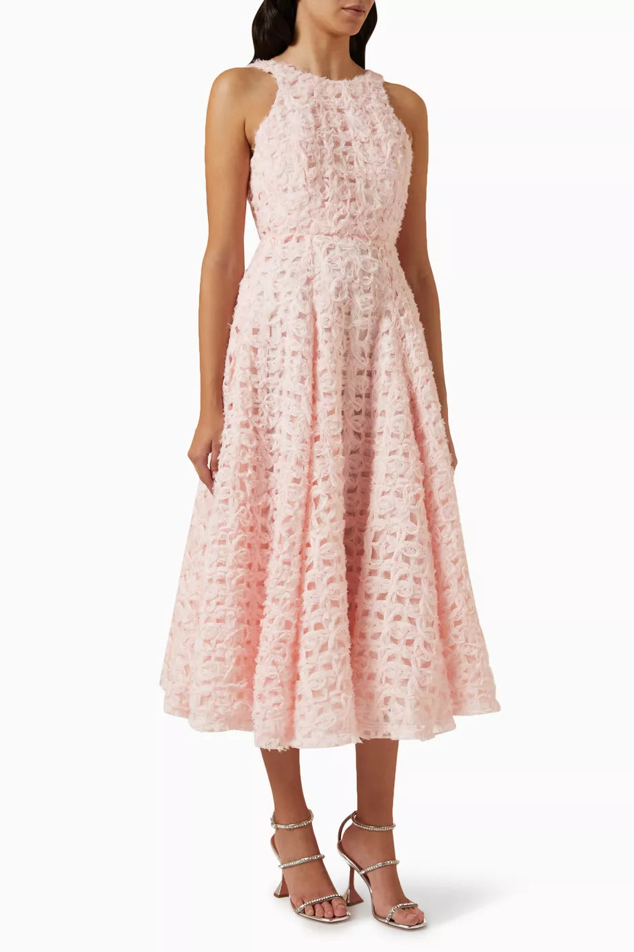 Quintette Backless Midi Dress in Chiffon and Organza