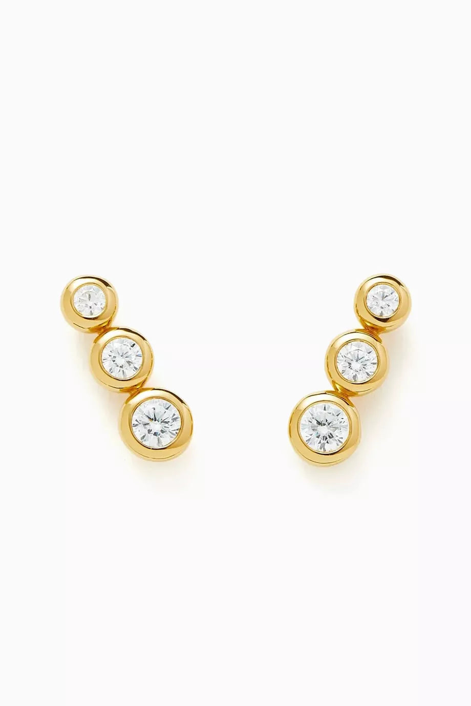 Articulated Triple Stone Earrings in 18kt Recycled Gold Plated Vermeil