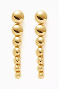 Articulated Beaded Stud Drop Earrings in 18kt Recycled Gold-plated Vermeil