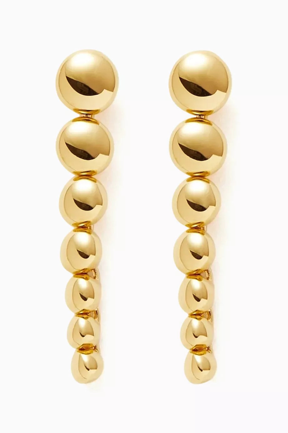 Articulated Beaded Stud Drop Earrings in 18kt Recycled Gold-plated Vermeil