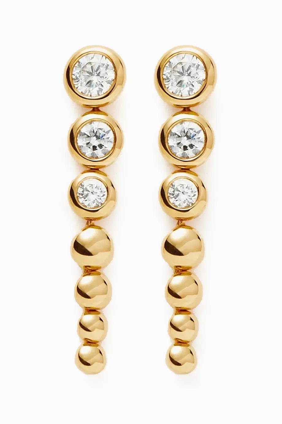 Articulated Beaded Stone Drop Earrings in 18kt Recycled Gold-plated Vermeil