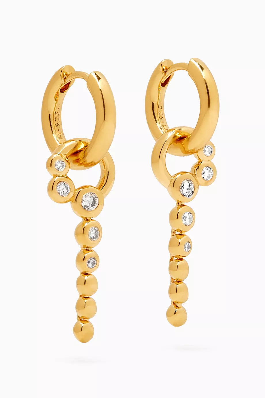 Articulated Beaded Stone Convertible Hoop Earrings in 18kt Recycled Gold-plated Vermeil