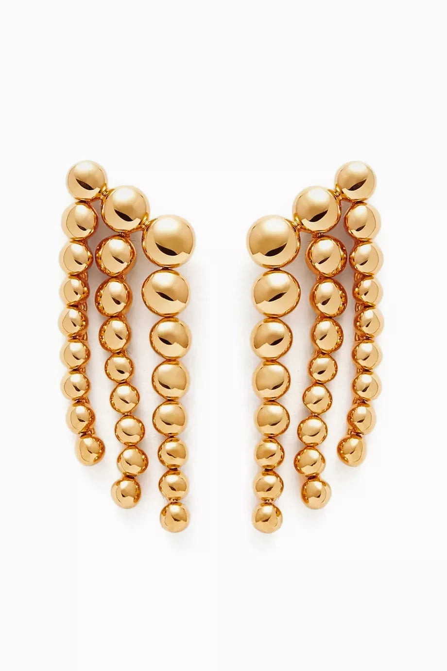 Articulated Beaded Waterfall Stud Earrings in 18kt Recycled Gold-plated Vermeil
