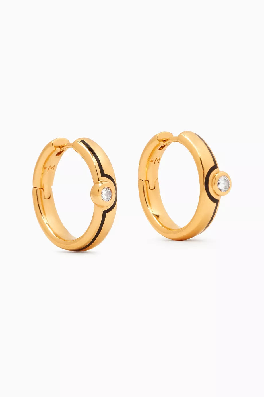 Enamel & Stone Byline Medium Hoop Earrings in 18kt Recycled Gold-plated Vermeil