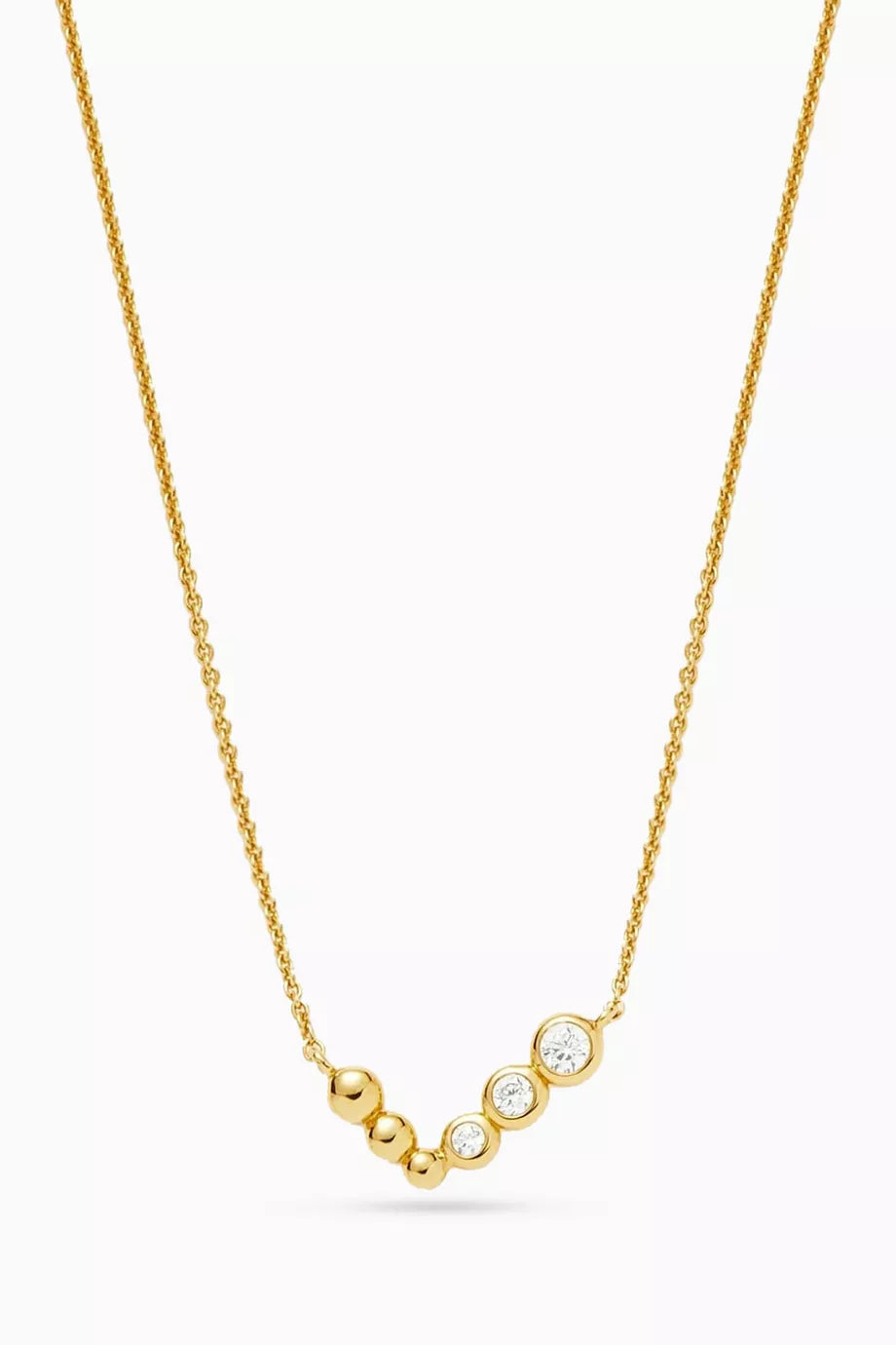 Articulated Reversible Beaded Stone Floating Necklace in 18kt Recycled Gold-plated Vermeil