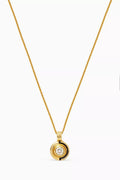 Enamel & Stone Byline Round Pendant Necklace in 18kt Gold-plated Vermeil