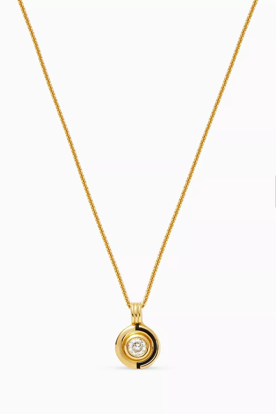 Enamel & Stone Byline Round Pendant Necklace in 18kt Gold-plated Vermeil