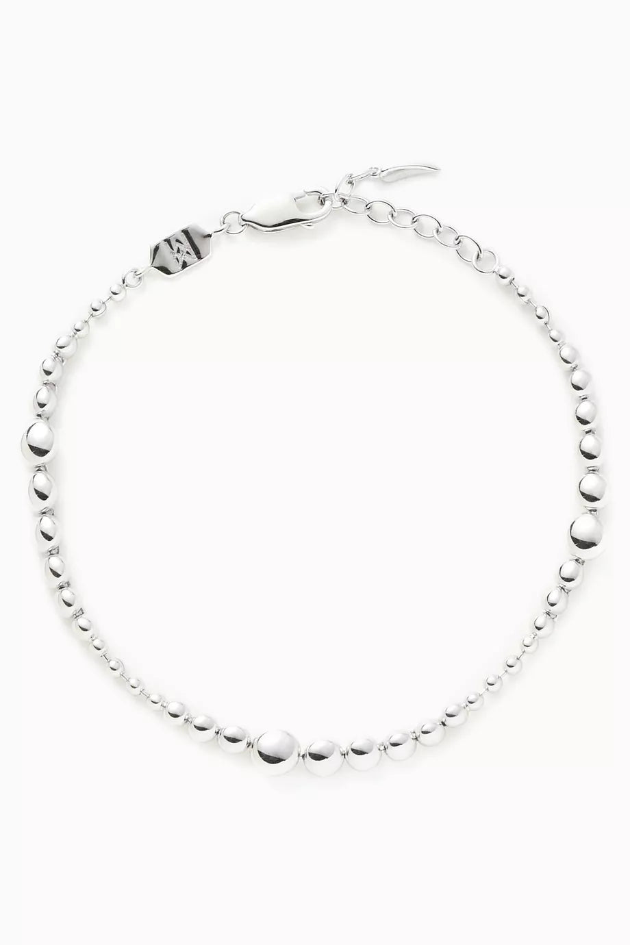 Articulated Beaded Bracelet in Rhodium-plated Recycled Sterling Silver