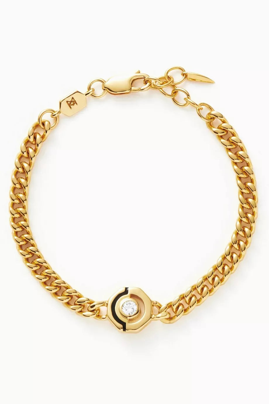 Enamel & Stone Byline Hex Charm Bracelet in 18kt Gold-plated Brass