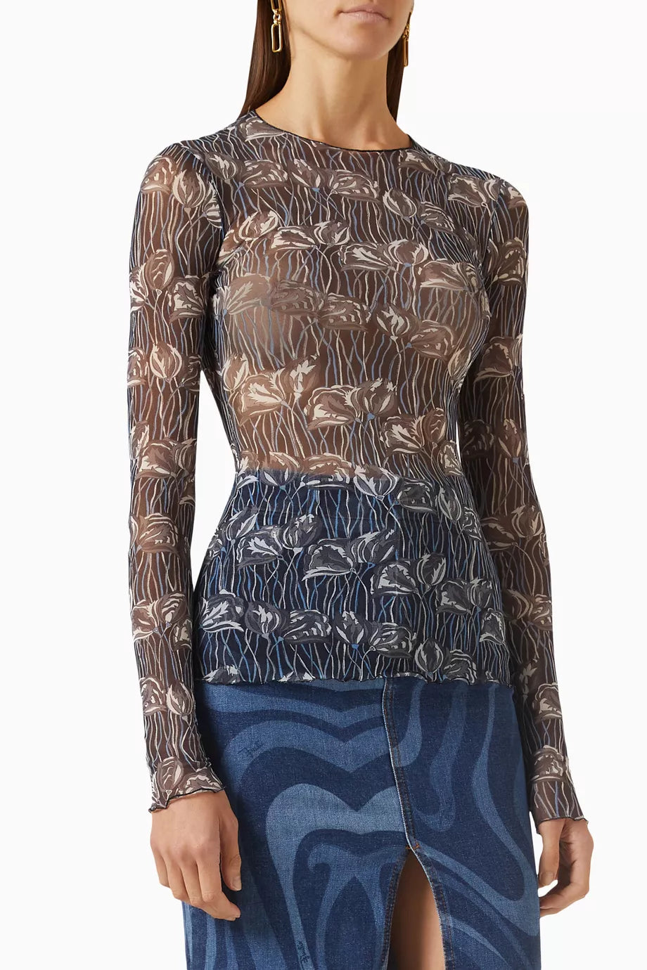 Fiori Di Loto-print Top in Nylon