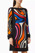 Marmo-print Mini Dress in Viscose & Silk