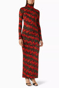 Fiori Di Loto Print Maxi Dress in Viscose