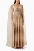 Beaded Maxi Dress in Tulle & Silk