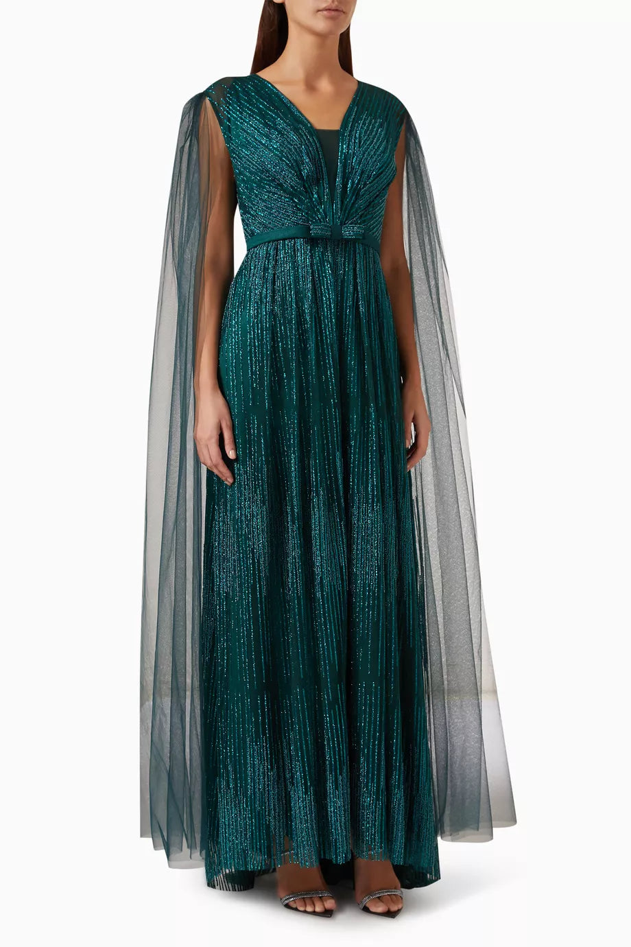 Beaded Maxi Dress in Tulle & Silk