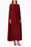 Cape-sleeve Maxi Dress in Chiffon & Lace