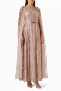 Beaded Maxi Dress in Tulle & Silk