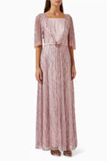 Beaded Detachable Maxi Dress in Tulle & Silk