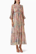 Amber Floral-print Maxi Dress in Cotton-silk