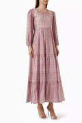 Bianxa Tiered Maxi Dress in Cotton-silk & Organza